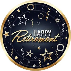 Beistle Happy Retirement Dinner Plates Disposable Paper Tableware