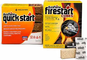 Duraflame Fire Starter Bundle Firestart Cubes Firelighters 18 Pack & Quick Start Firelighters 4 Pack for Grills, Smokers, Fire Pits, Fireplaces and Campfires