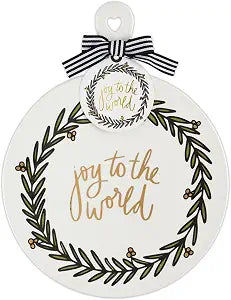 Santa Barbara Design Studio Cheese Plate - Ceramic Christmas Snack Dessert Tray, 13" x 10", Joy To The World