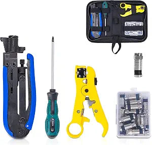 KOTTO Coax Cable Crimper Kit-Adjustable Compression Tool for RG6,RG59,RG11