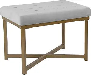 HomePop 24" Tufted Velvet Ottoman Bench - Silver
