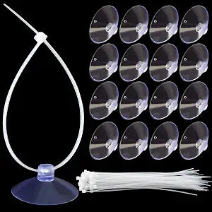 ANCIRS 30pcs 35mm Suction Cups with 50pcs Transparent Zip Ties, Clear