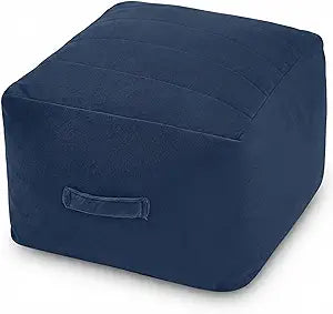 MeMoreCool Square Pouf Ottoman Foot Rest 20x20x15 Inches, Navy