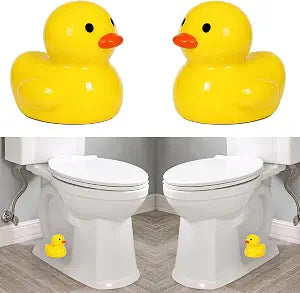 ZUNON Toilet Bolt Caps, Decorative Toilet Bolt Covers, Ceramic Cute Frog Covers Toilet Bolts Bathroom Decor Easy Installation Set of 2 (Yellow Duck)