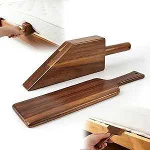 Mattress Lifter & Bed Sheet Tucker Set, 2-Piece Acacia Wood Bed Making Tool