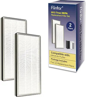MA40 Replacement Filter, Compatible with MA-40 Air Purifier, 3-in-1 H13 Grade Filtration and Activated Carbon Filter Set, Part # ME-40 (2- Pack)