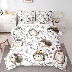 Erosebridal Kawaii Hedgehog 7 Pcs Comforter Set Full Kids Hedgehog Bedding