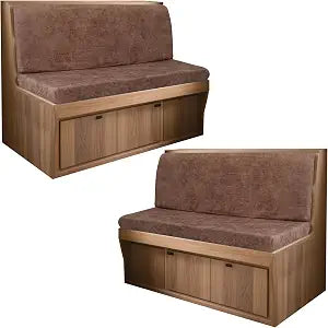 4PCS Leather Look RV Dinette Cushion Covers, Stretchable Camper Cushion Covers Washable Rv Seat Covers Furniture Protector Rv Covers with 2 Brown Backrest Cover & 2 Bench Cover