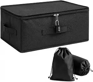 Lockable Privacy Toy Storage Box with Combo Lock, 2 Soft Toy Bags for Adult
