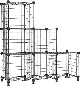 AWTATOS Wire Cube Storage, Closet Organizer, 6 Cube Storage Shelf, Black