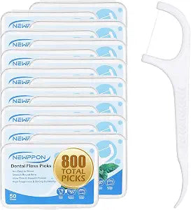 800 Count Dental Floss Picks ��� Unflavored Floss Sticks with Built-in Toothpick ��� 16 Boxes of 50 ��� Strong & Smooth Dental Flossers for Family Oral Care at Home Office & Travel ��� Adults & Kids