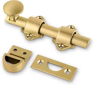 Mega Handles Dutch Door Bolt Satin Brass (1-Pack) - Slide Bolt, 4-Inch