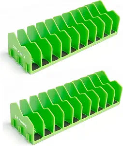 Plier Organizer & Rack (2-Pack, High-Vis Green) 20-Slot Tool Storage for Toolbox Drawers Non-Slip Rubber Base, Interlocking Modular Holders for Pliers, Cutters & Snips