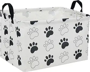 Essme Rectangular Dog Basket, Cute Storage Basket with Handles for Room Decor, Dog Bins,Puppy Storage BinDog Paw