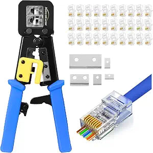 Pass Through RJ45 Crimp Tool Cat6 Cat5E Cat5 Ethernet Crimper