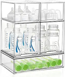 Bottle Storage Organizer Baby: Acrylic Stackable Storage Drawers