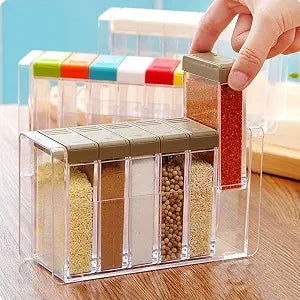 Spice Shaker, 6 Pcs Seasoning Rack Spice Pots Storage Container
