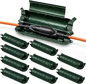 Yojoe 10 Pack Green Compact Outdoor Extension Cord Cover Waterproof Electrical Safety Box for Extension Cord Plug, IP44 Water-Resistant, Lightweight & Portable for Holiday Lights, Garden Tools