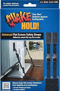 QuakeHold! 4520 Universal Flat Screen TV Safety Straps, Black Nylon