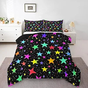 Erosebridal Glitter Stars Comforter Set Full Size 3 Piece Bedding Set