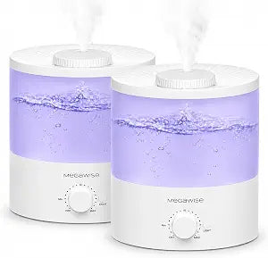 MEGAWISE 2 Pack Cool Mist Humidifier, 2L Tank, Oil Diffuser for Bedroom