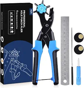 Diyife Professional Leather Hole Puncher, Punch Tool Kits for Belts, Blue