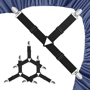 Adjustable Bed Sheet Corner Holder Straps, Triangle Black 4 Pack