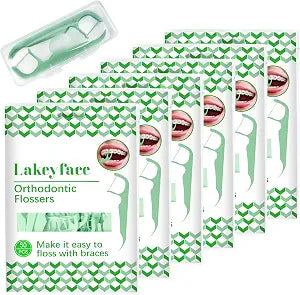 300 Count Orthodontic Flossers for Braces with Floss Dispenser, Brace Flossers for Kids Teeth & Adults, Dental Floss for Braces, Dental Floss Picks, 50 Count Bag (Pack of 6)