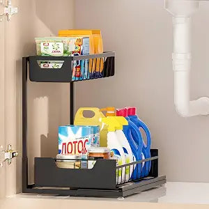 Ceetug Under Kitchen Sink Organizers and Storage, Black, 1 Pack