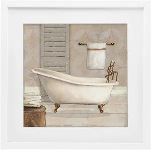 'Neutral Clawfoot Bathtub'| Framed Print Under Glass