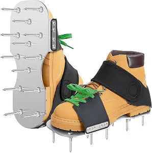 Pre-Assembled Lawn Aerator Shoes with Secure Adjustable Strap for Clay Soil