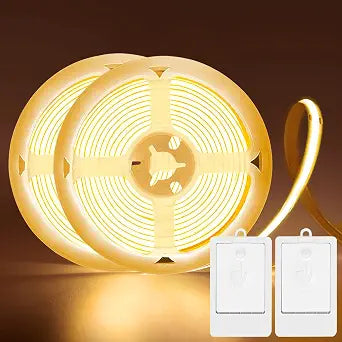 2 Pack 6.6Ft COB LED Strip Lights Battery Powered for Kitchen (Warm White)