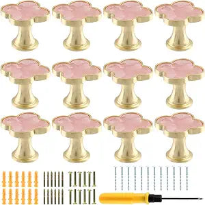 Clover Cabinet Knobs, Pink, 12 Pack