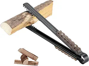 CAMPINGMOON Fireplace Tongs 16 Inch Serrated Firewood Tongs BKMS-41