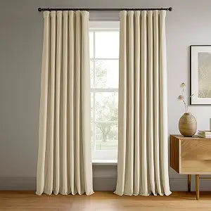 HPD Half Price Drapes Signature Velvet Thermal Blackout Curtains for Living Room 84 Inch Long (1 Panel) Rod Pocket Insulated Blackout Curtains for Bedroom Window Curtains, 50W x 84L, Neutral Ground