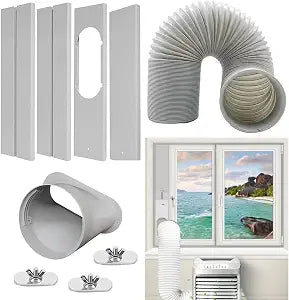 Portable Air Conditioner Window Vent Kit, Adjustable Window Seal Slide Kit Plate for Portable Air Conditioner Kit Sliding Window AC Vent Kit Fit for Exhaust Hose with 5.1"/13cm Diameterr.