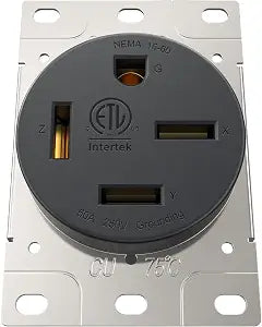60A Receptacle NEMA 15-60R Flush Mount Outlet 250V 3-Phrase 4-Prong Socket Industrial Grade Grounding ETL Listed