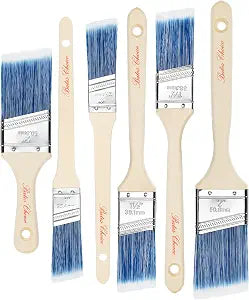 Bates- Paint Brushes, 6 Pack, 1", 1.5", 2" Angle Brushes, Wooden Handle