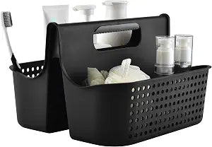NINU Black Portable Shower Caddy Basket, 2-Compartment Storage Organizer