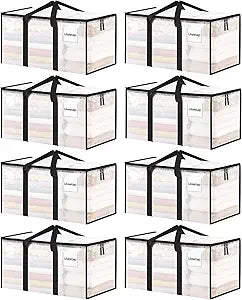 ukeetap 8 Pack Extra Large Clothes Storage Bins with Lids, Clear