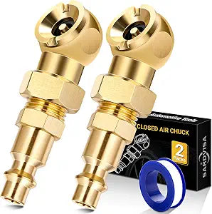 SARDVISA 2-Pack Closed Ball Air Chucks with 1/4-Inch NPT Plugs
