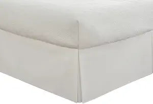 sheetsnthings Wrinkle Free Bed Skirt 650TC (King, Solid White) Cotton Blend 650 Thread Count