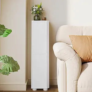 Hzuaneri Corner Bathroom Cabinet,Small Corner Floor Cabinet with 4 Doors