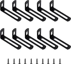 2"x1"x0.5"Adjustable Right Angle Brackets Metal L Bracket Heavy Duty 90 Degree Corner Fastener L-Shape Corner Brace Support Black Shelf Bracket , 10Pcs