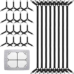 24 Pcs Bed Sheet Straps, Adjustable Elastic Fitted Sheet Holder For Corners