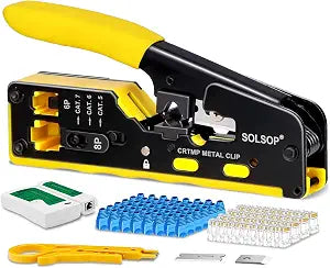 Solsop Pass Through RJ45 Crimp Tool Kit All-in-One Ethernet Crimper