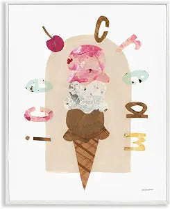 Ice Cream Whimsy Kitchen Typography, 11 x 14 Inch Framed Gicle Print