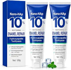 10% Nano Hydroxyapatite Toothpaste-Protects Enamel and Strengthens Teeth,Hydroxyapatite Toothpaste for Oral Health, Freshens Breath, Non-Irritating, Natural 2PACK