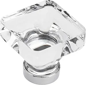 Amerock 1-3/8" Square Glacio Clear/Polished Chrome Cabinet Knob