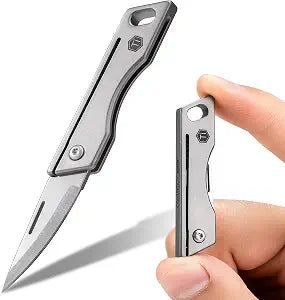 KeyUnity KK06 Titanium Mini Pocket Knife, 1.22-Inch Blade, Gray